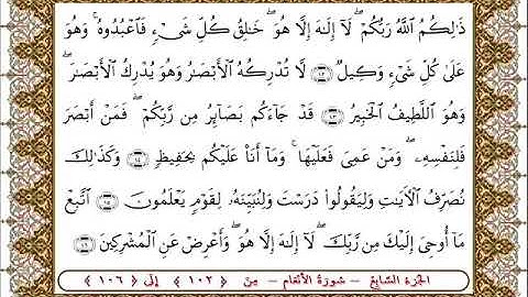 سورة  الأنعام من الأية  102- 106 بصوت الشيخ على جابر
