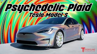 Crazy & Rad! 🤯 Psychedelic Tesla Model S Plaid is a Neck Breaker with Insane Wrap, Wheels and Brakes