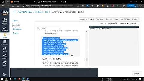 AWS Academy Data Analytics Lab 4: Analyze Data with Amazon Redshift