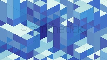 Stock Video. 3D cubes loop. Isometric geometric mosaic pattern of blue blocks.