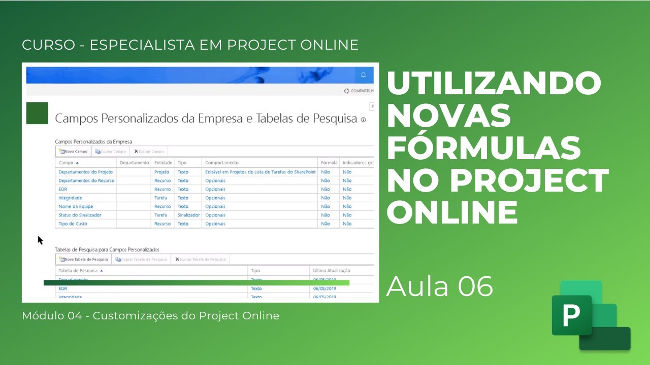 Aula 04.06: Utilizando Novas Fórmulas no Project Online - YouTube