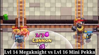 Lvl 16 Mini Pekka vs Lvl 14 Megaknight and Lvl 13 mini Pekka vs Level 14 Ebarbs