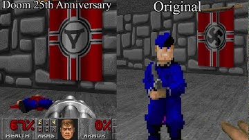 DOOM 25th Anniversary difference between DOOM BFG Edition (Including Wolfenstein level)