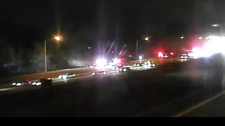 Brush fire on I-84 closes two lanes