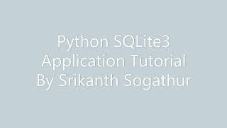 Python SQLite Data Driven  Application