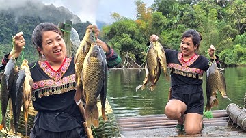 Catching fish in a natural lake - Ly Tu Nga