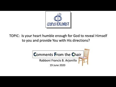 COMMENTS FROM THE CHAIR with Bro Bong Arjonillo - 19 June 2020