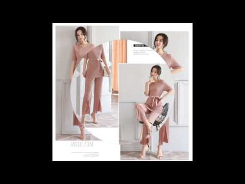 ชุดเซ็ท 2 ชิ้นสีชมพูกะปิ เสื้อ + กางเกงขายาว แนวสวยเท่ ดูดี สไตล์เกาหลี
