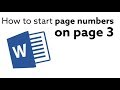 Microsoft word  how to start page numbers on page 3