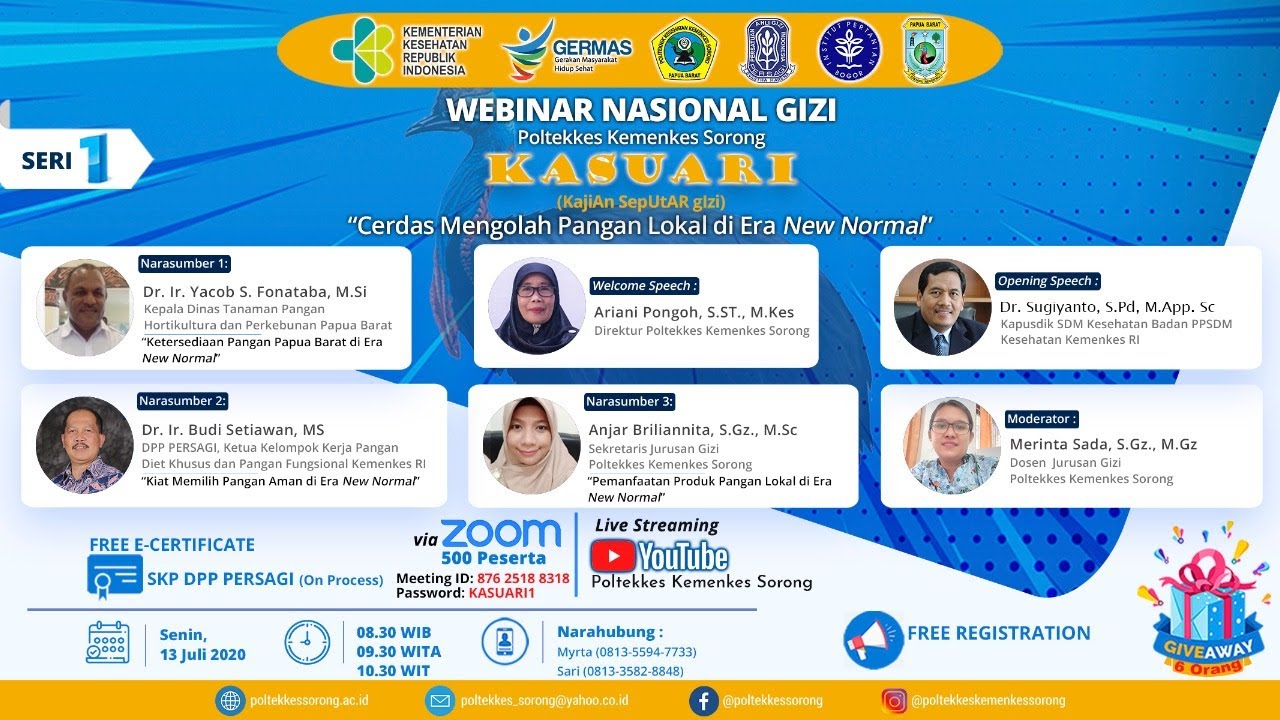 WEBINAR NASIONAL V : JURUSAN GIZI POLTEKKES KEMENKES SORONG ( SERIES I )