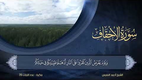 سورة  الأحقاف  مكتوبة للشيخ أحمد النفيس / المصحف المرتل كاملا