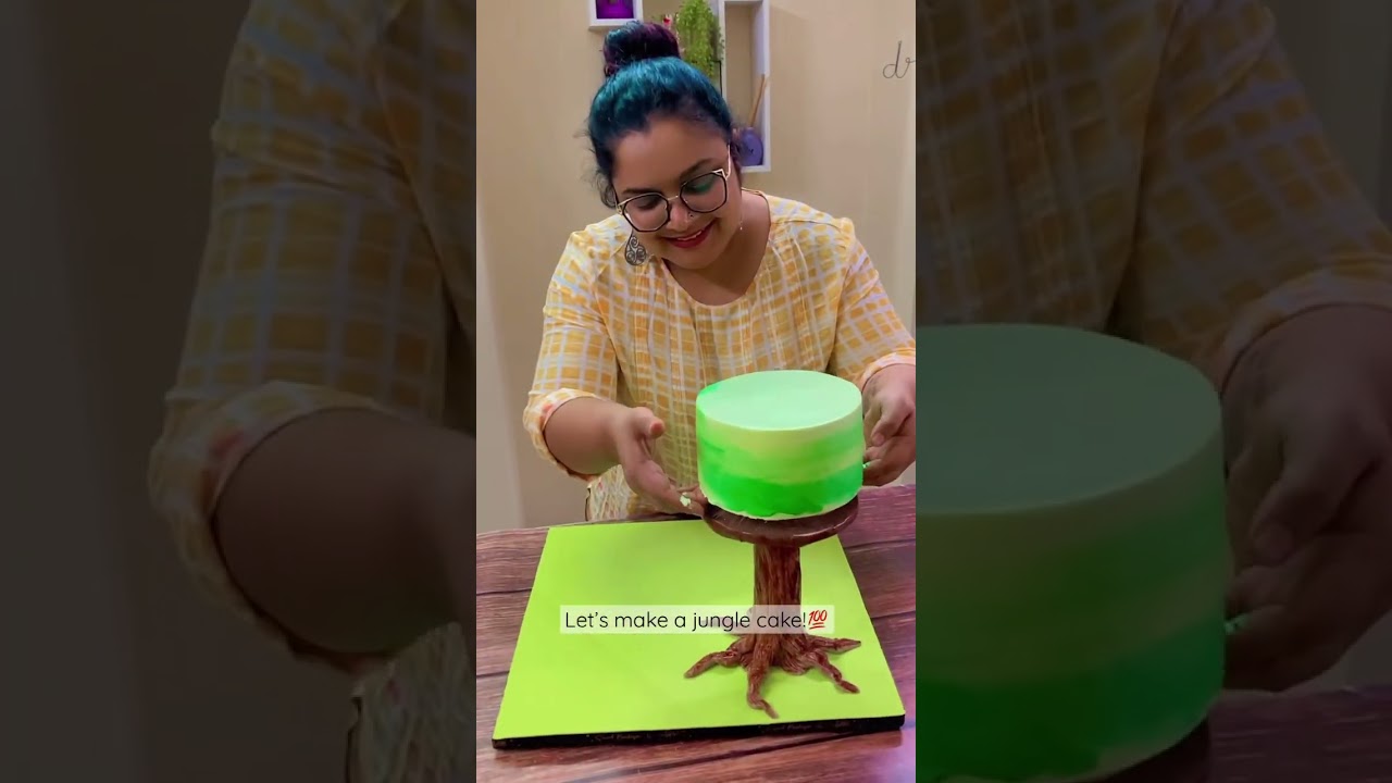 Let&rsquo;s make a Jungle Theme Cake together!🤩😬  #junglecake