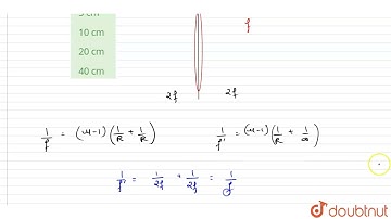 The two surfaces of a biconvex lens has same radii of curvatures . This lens is made of glass of...