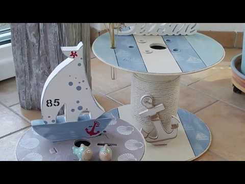 Diy Kabeltrommel Basteln Mit Gonis Tisch Shabbychic Vintage Upcycling Einfach Und Kreativ Youtube