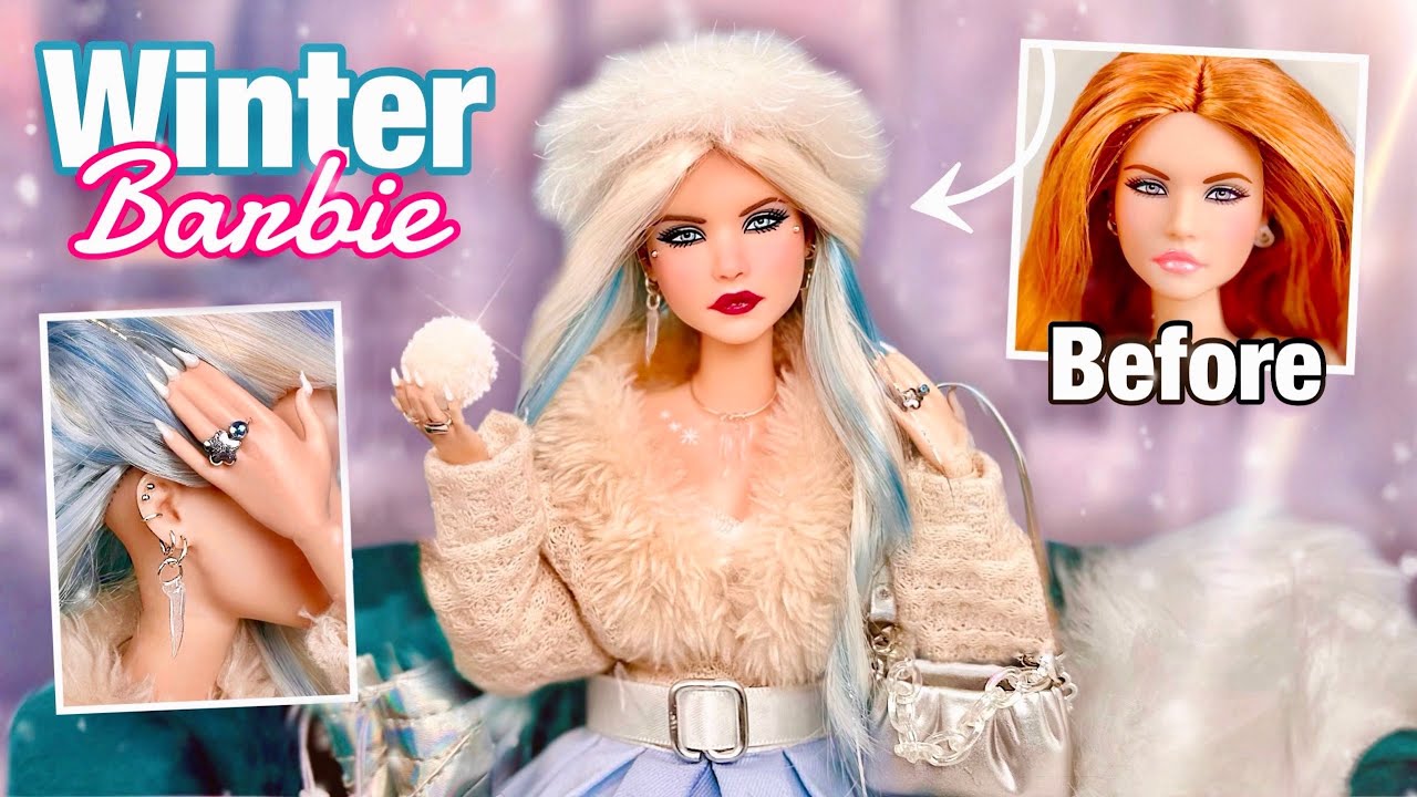 Custom Winter Barbie Doll! (Snow Princess Makeover)
