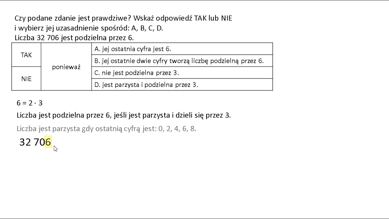 Sprawdź Czy Liczba P Spełnia Podane Równanie Czy liczba jest podzielna przez 6? Czy podane zdanie jest prawdziwe