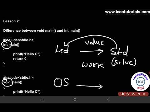 In ಕನ್ನಡ - Difference between writing void main() and int main() and return 0 statement.