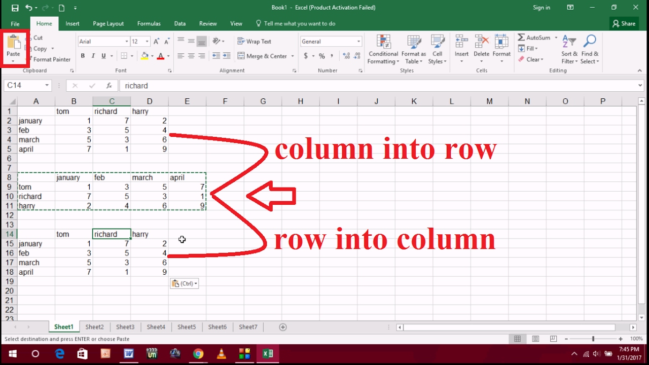 How To Convert Row Into Column Column Into Row In Excel YouTube