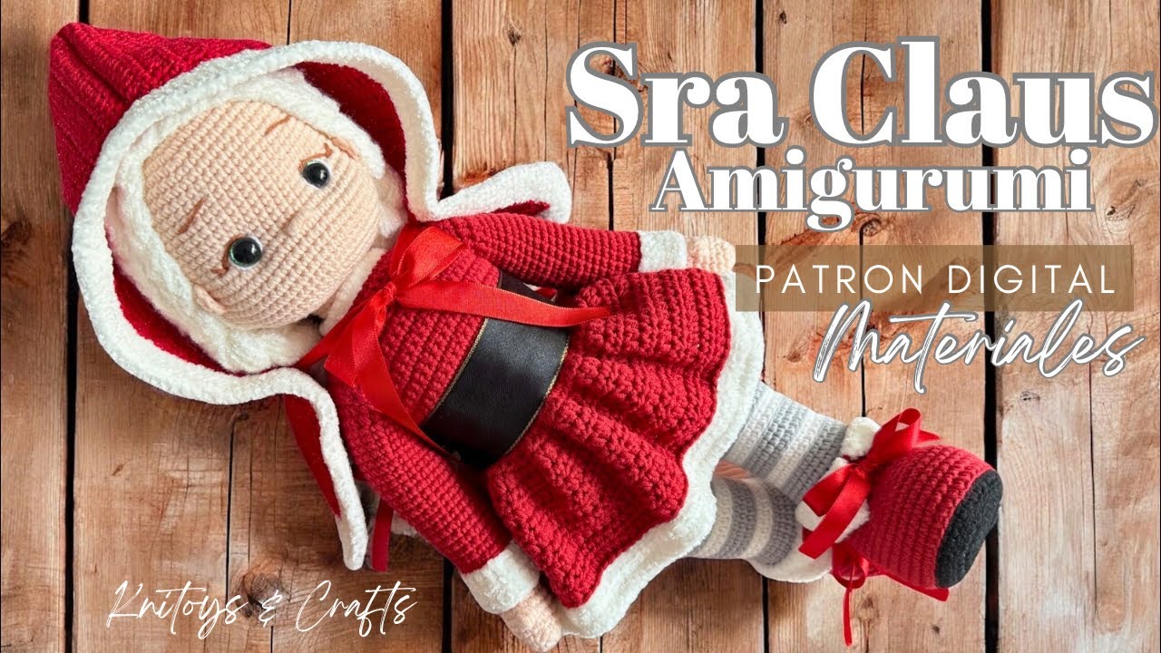Espectacular Sra CLAUS Noela amigurumi crochet Traje Clásico navideño | Patrón Digital - Materiales