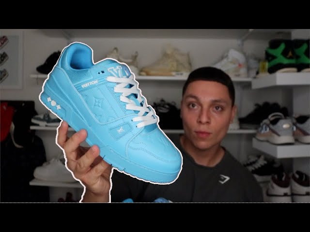 Louis Vuitton Trainer Sneaker In Blue Review & On Foot 