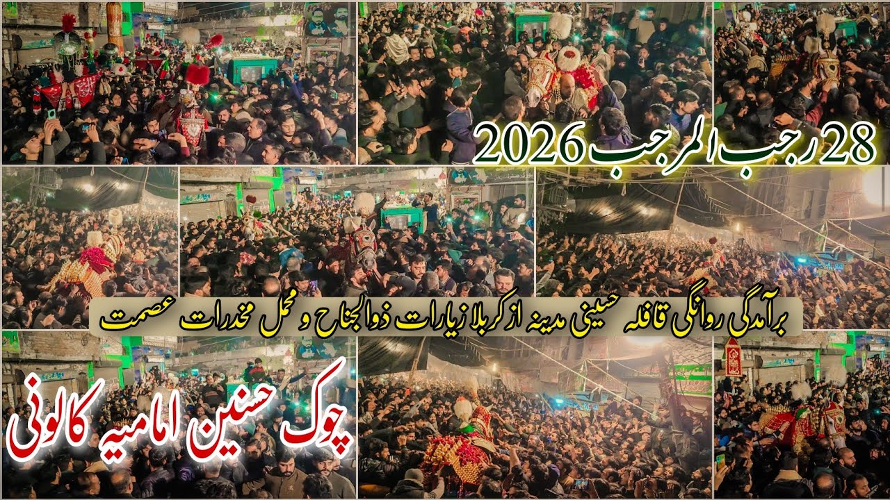 28 Rajab 2026 Baramdagi Markazi Qafila Hussaini Zuljanah O Mehmil Husnain Chowk Imamia Colony 4K