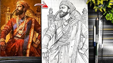 Chhaava 🔥Chatrapati Sambhaji Maharaj Drawing Outline, Chhava Drawing 🔥🚩,Vicky Kaushal Chava Drawing