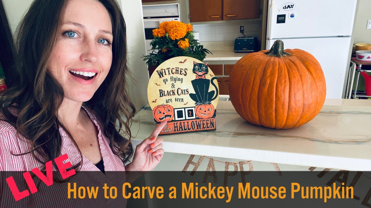 Carving a Mickey Mouse Pumpkin 🎃 LIVE - Part 1! (time stamps below!)
