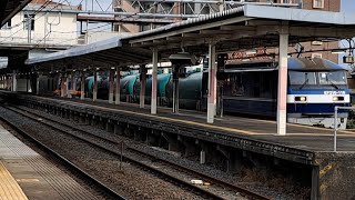 EF210 119号機(新塗装・キャラ桃)+タキ16両が吹上駅③を通過!《8883列車》
