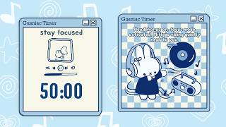 Study with Me & Bunny ⏳ Deep Focus Blue Pomodoro Timer 50/10 🎧 Vinyl Crackle + Cozy Jazz Lofi screenshot 4