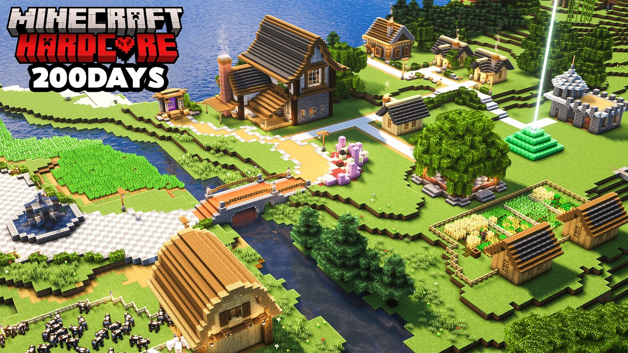 I Survived 200 Days Building a FOREVER BASE in Hardcore Minecraft 