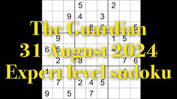 Sudoku solution – The Guardian 31 August 2024 Expert level