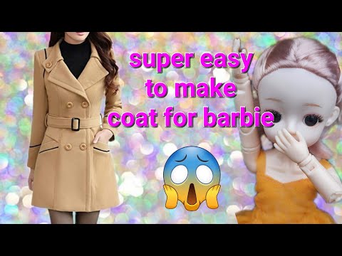 how to make coat for barbie 💜 गुड़िया के लिए जैकेट या कोट कैसे बनाये। beautiful coat for barbie