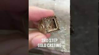 Hand Making Large Men's Emerald and Diamond Halo Ring 14K Yellow Gold