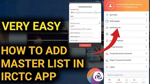 How to Add|Delete Master List in IRCTC App | irctc me master list kaise banaye | Add/Modify
