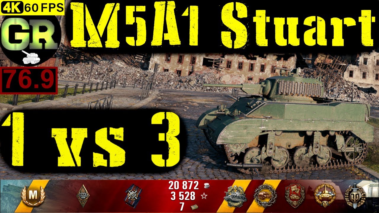 77_World of Tanks M5A1 Stuart WoT Replay - 7 Kills 1.6K DMG(Patch 1.4.0)