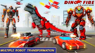Robot Perang Berubah Jadi Dinosaurus Anjing Pesawar Dan Mobil Balap | Dino Fire Robot Transformation screenshot 5