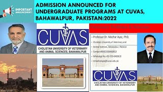 Admission in CUVAS Fall: 2022