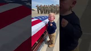 Heartbreaking Military Funeral 💔 Toddler Salutes His Fallen Father #military #army #viralvideo