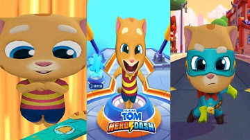 TALKING TOM HERO DASH -- HERO GINGER CLASSIC RUN MIRROR MODE FUNNY FAIL SUPER GINGER SAVING