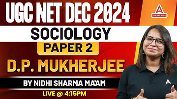UGC NET Sociology Paper 2 | D.P. Mukherjee By Nidhi Sharma