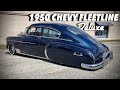 Vintage 1950 Chevy Fleetline Deluxe bagged in the rear with Mob Steel Wheels