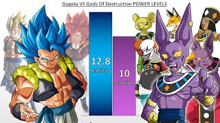 Gogeta VS Gods Of Destruction POWER LEVELS - DBZ / DBGT / DBS