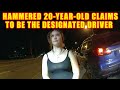 Bodycam DUI Arrest - Hammered 20-Year-Old Claims to be the Designated Driver