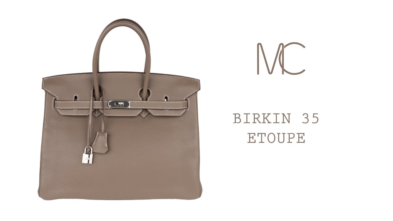 Hermes Birkin 35 Bag Neutral Etoupe Clemence Palladium • MIGHTYCHIC • 