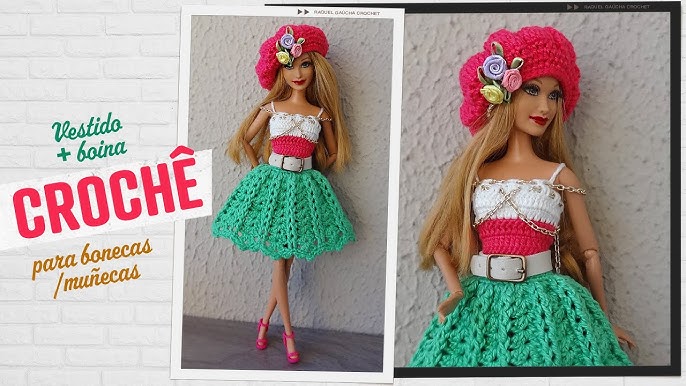 Vestido #Barbie #Doll #Crochet  Roupas de crochê para bonecas, Roupas  barbie de crochê, Vestido de boneca de crochê