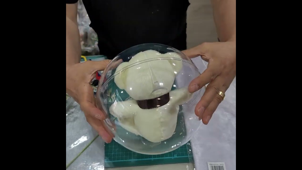 디자인쁘렝땅 핸들아크릴볼 20cm에 곰인형 꽃볼 만들기