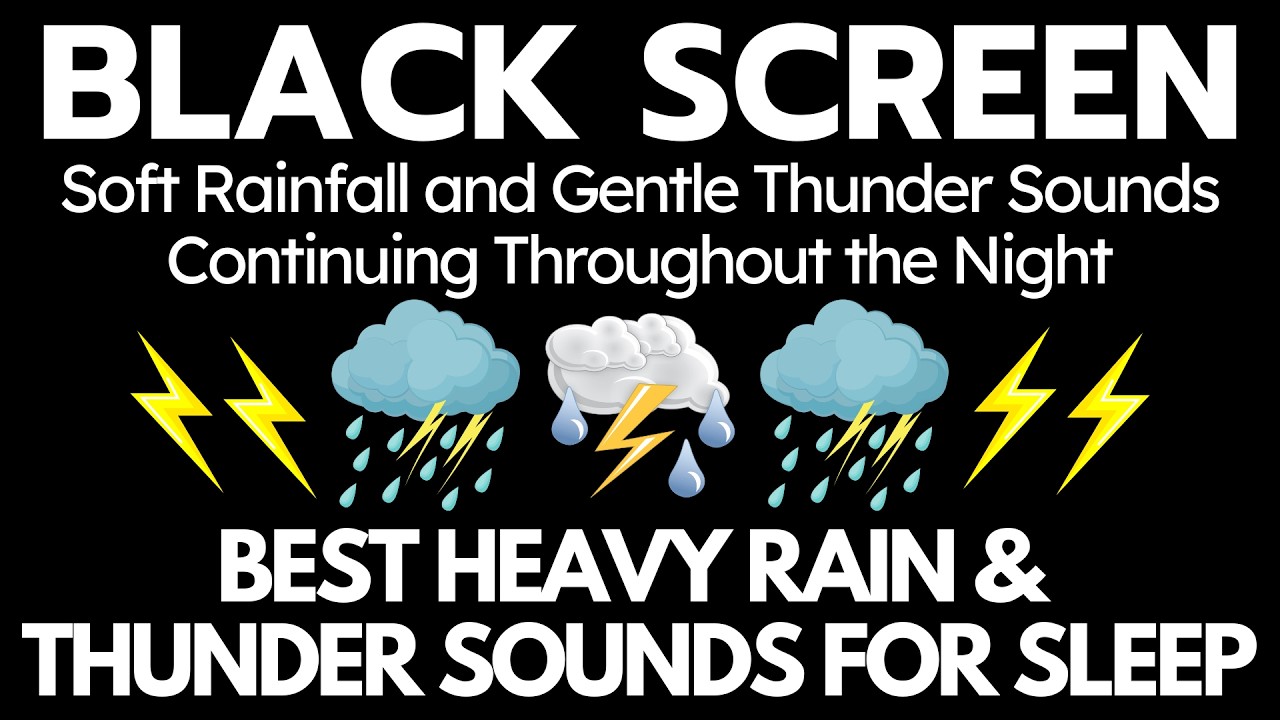 Soft Rainfall and Gentle Thunder Sounds Continuing Throughout the Night | 12 Hours - No Ads