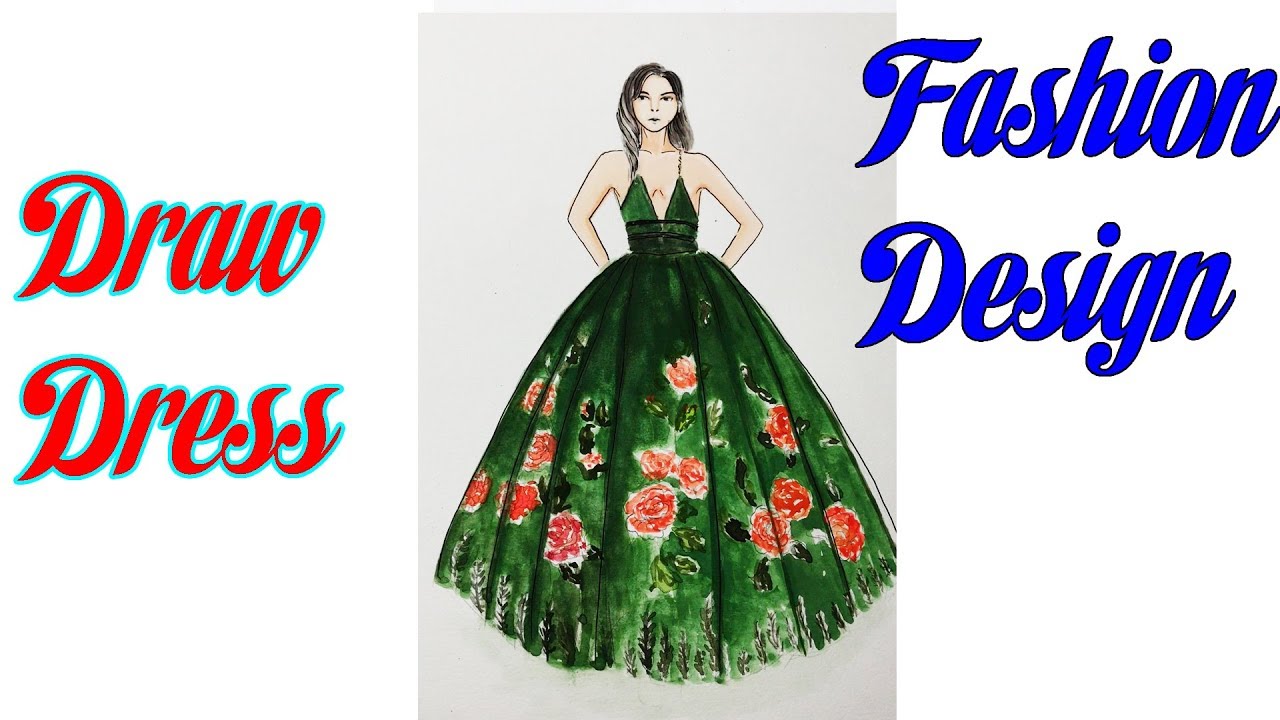 How to Draw Evening Dress | Fashion Design model Dress #17 - YouTube