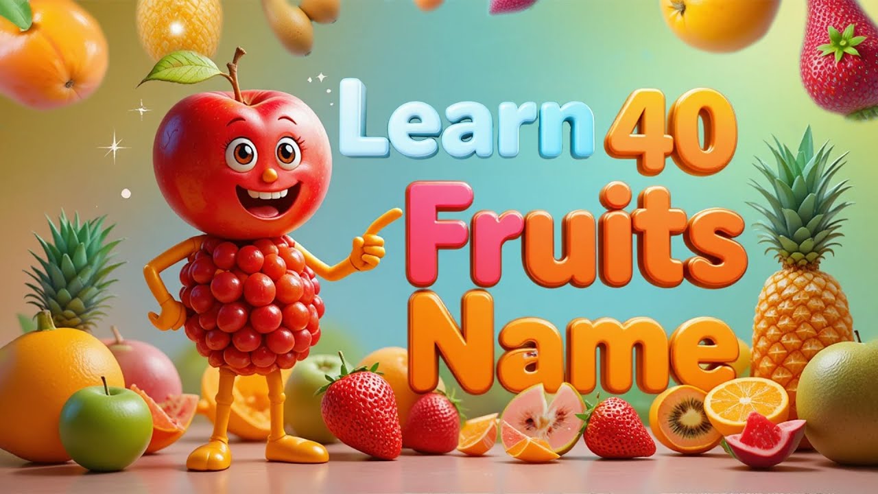 Learn 40 Fruits Name with Real Fruits Video  🍎🍌🍇| Kids Learning Video | Fruit Names for Children