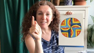 Paint a stained glass window with geometric shape patterns